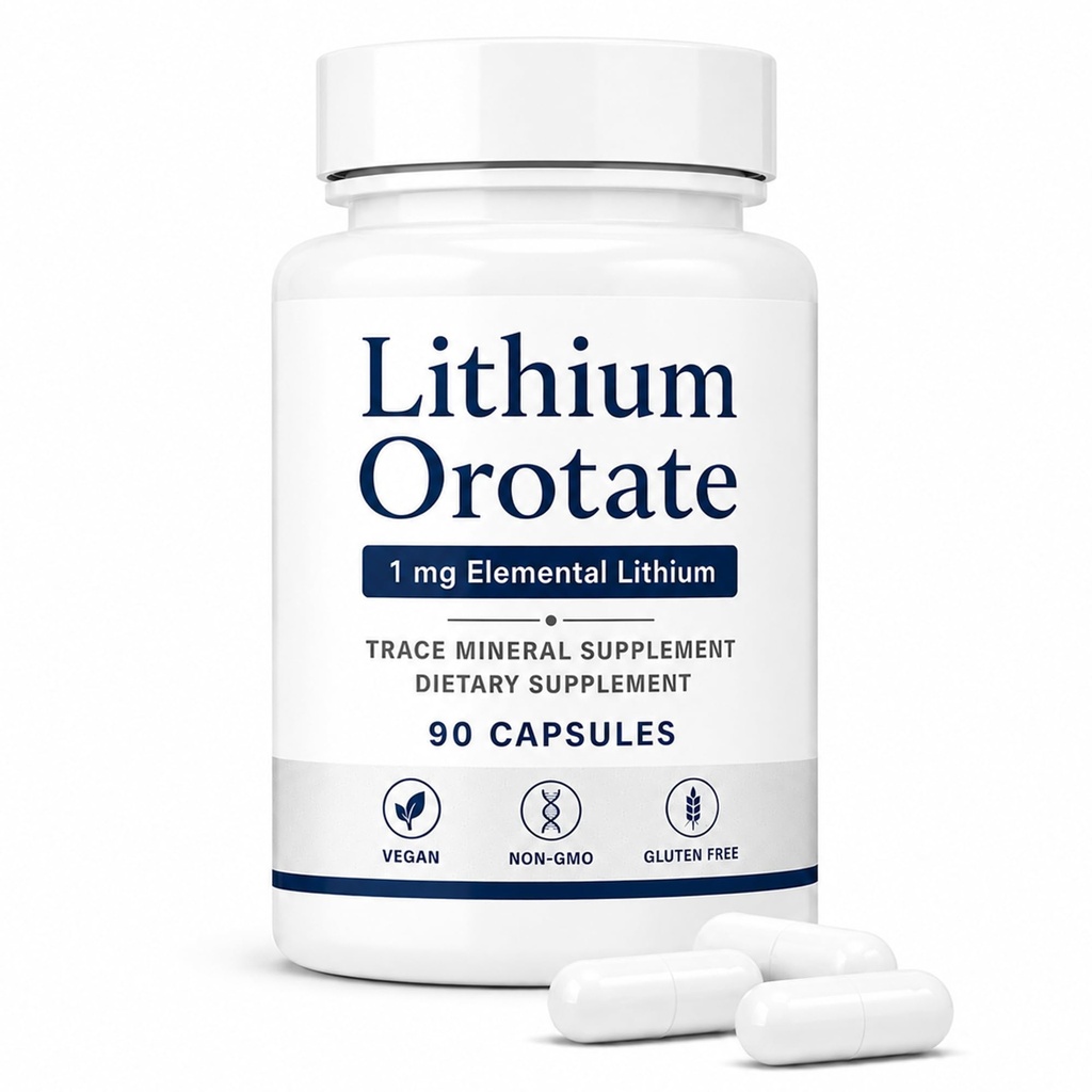 Lithium Orotate 1mg, Lithium Supplements, Low-Dose Trace Mineral, 90 Count | Non-GMO, Gluten-Free, Vegetarian, Low-Dose Formula, Easy Daily Capsules