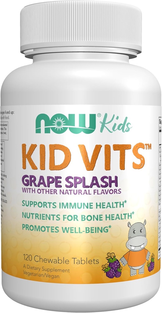 Teraz detské doplnky, Kid Vits Multivitamín, Hroznová chuť, 120 Žuvacie tablety