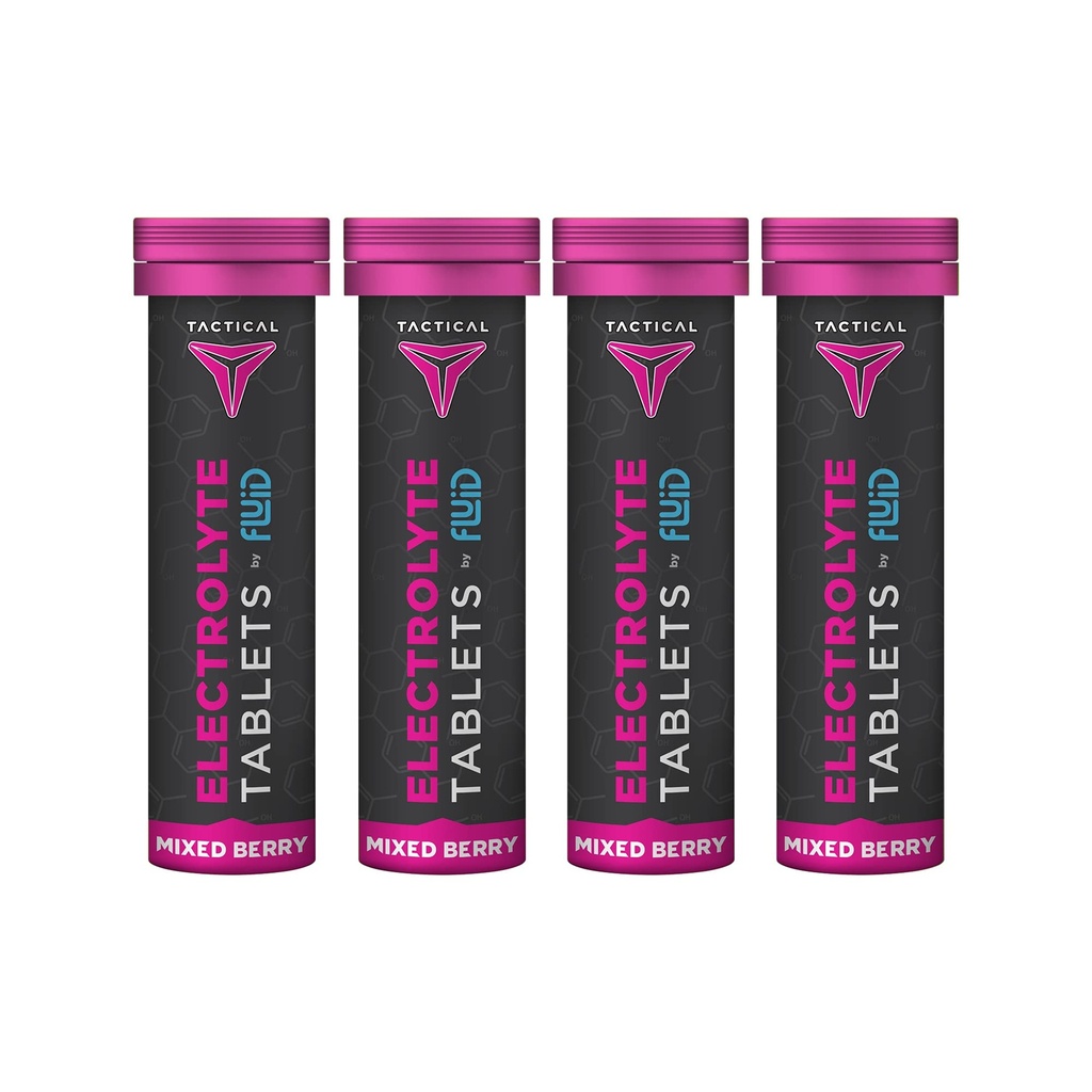 Fluid Tactical- Effervescent Hydration Tablets, Electrolyte Replacement & Dehydration Prevention, 4 balenie, 40 porcií (Mixed Berry)
