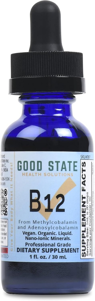 Dobrý štát Ionic B12, muži a ženy a Liquid Nano Ionic Dietary Supplement, 1 Ounce Bottle