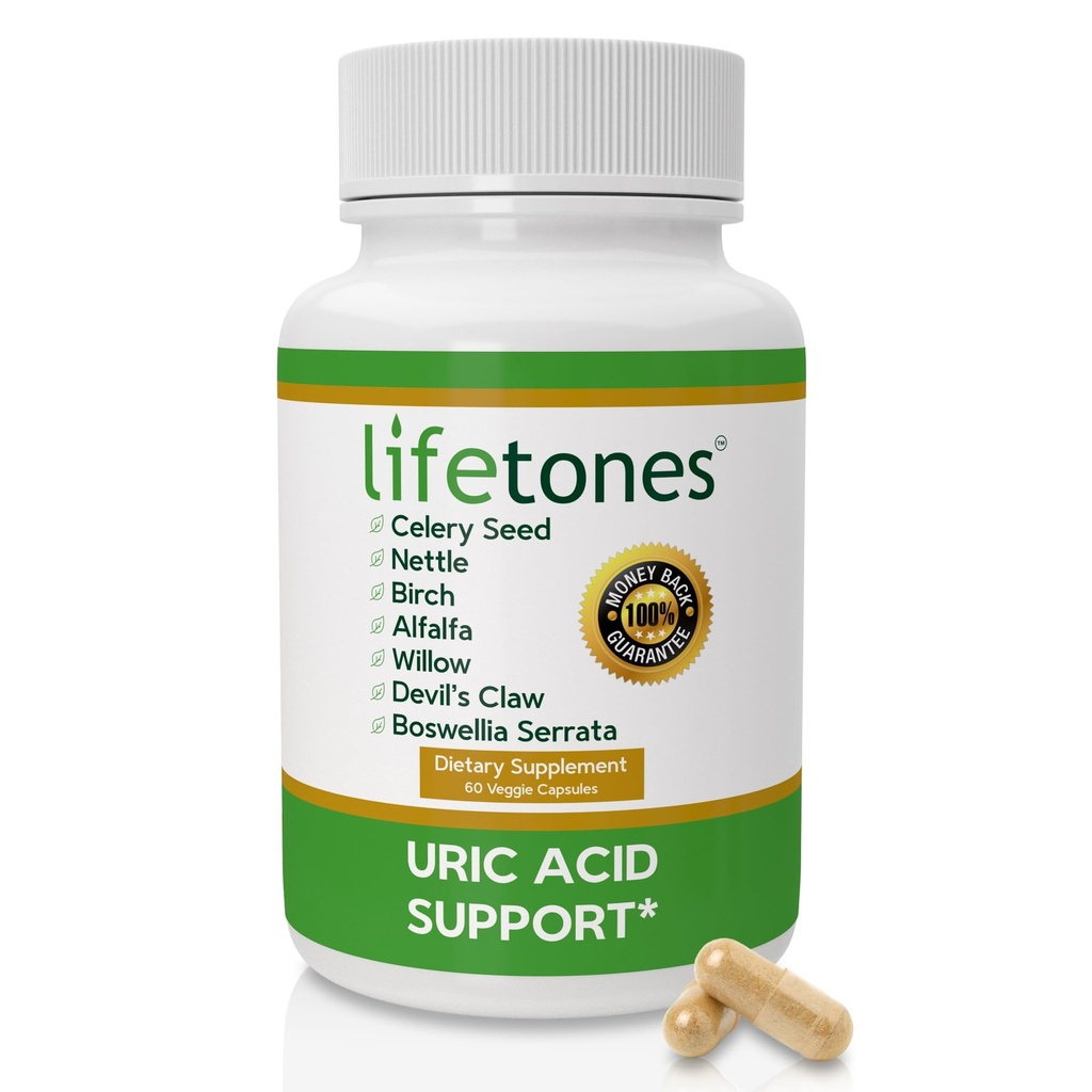 Lifetones Podpora kyseliny močovej - Bylinné spoločné čistenie pre mužov a ženy - Prírodná remediate, Flexibility Boost - non-GMO, Gluten-free - 60 Vegan vitamíny
