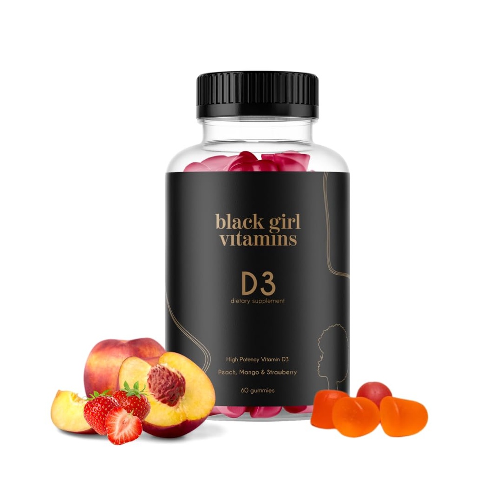 Čierne dievča vitamíny - vitamín D3 Gummy, pre imunitné, energetické a kostné podporu, 2000IU (50mcg) Vitamín D na porciu, bez lepku vitamín D Gummy