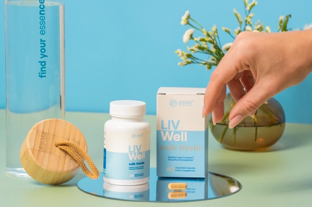 ESSE Vegan Milk Thitle Supplement with season and Artichoke Extract - Advanced HPLC tested for Phytogenity - 80% Silymarin Thistle for Pečeň Clean Detox & Repair Plus Healthy Skin Support, 60 Kapsule