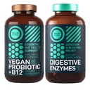 Tráviace enzýmy s probiotikami a prebiotikami a veganskými probiotikami Plus B12 posilnené trávenie a zdravie Gut Bundle