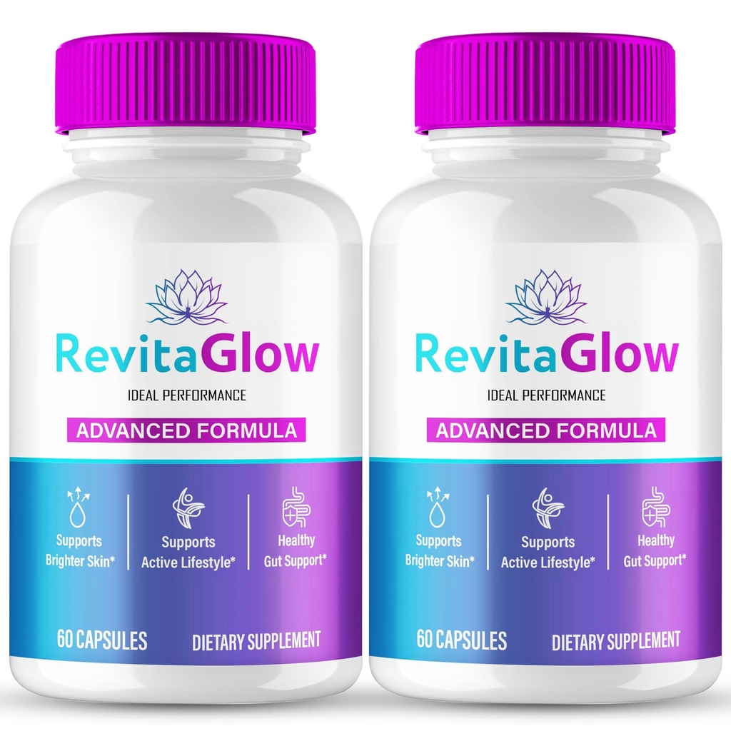 RevitaGlow Capsules, Official Revita Glow Supplement Pills for Natural Healthy Glowing Skin, Supports Hydration, Smooth Texture Skin Maximum Strength Advanced Formula RevitaGlow Reviews (2 Pack)