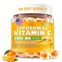 Vitamin C Gummies for Adults, Liposomal 2000mg Immune Support Supplement for women - 18 in 1 with Elderberry, Zinc, Collagen, Astaxanthin, Quercetin, D3 & Iron - Sugar Free, Orange Flavor, 60 Counts