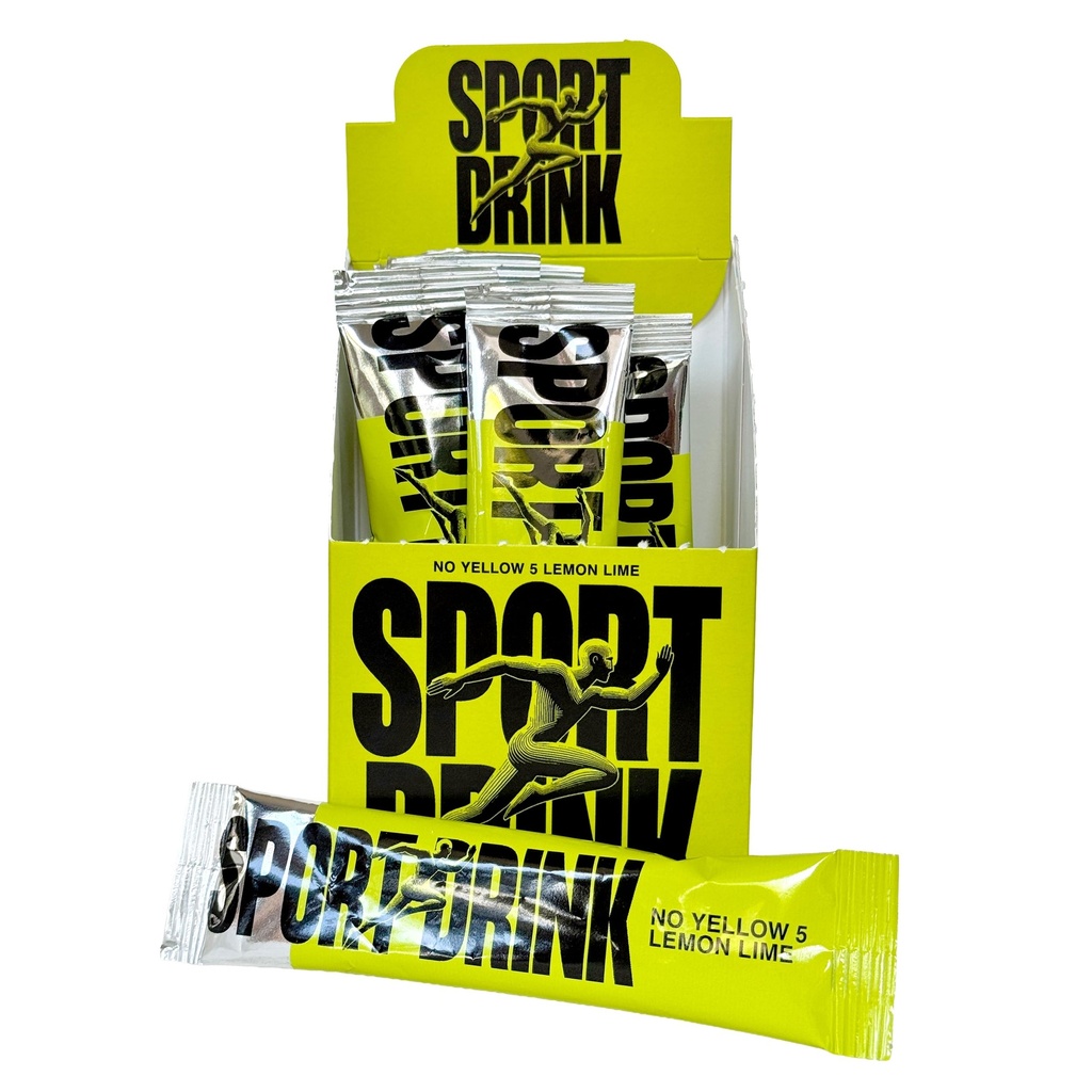 SPORT DRINK Electrolyte Powder, No Yellow 5 Lemon Lime, 6 Stickpacks, Baja Gold™ Mineral Sea Salt, Magnesium Glycinate, No Fake Sugar, No Maltodextrin, No Artificial Dyes, Real Fruit Hydration Supplement