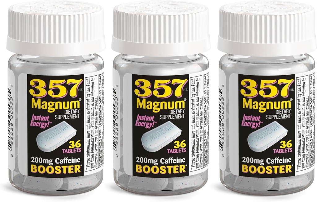 357 Magnum - energetické tablety formulované s kofeínom - 36 kapsúl - 3 balenia