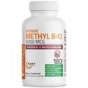 Bronson Metyl B12 5000 mcg Vitamín B12 Metylkobalamín Energia a podpora mozgu, 180 Lozenges