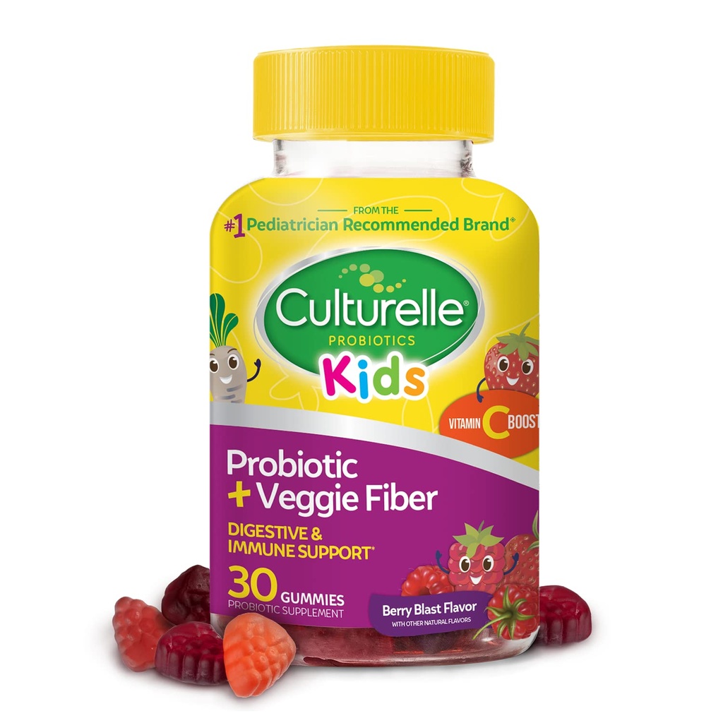 Culturelle Kids Daily Probiotic Pakets 30ct + Veggie Fiber Gummies Tráviace a imunitné zdravie Podpora