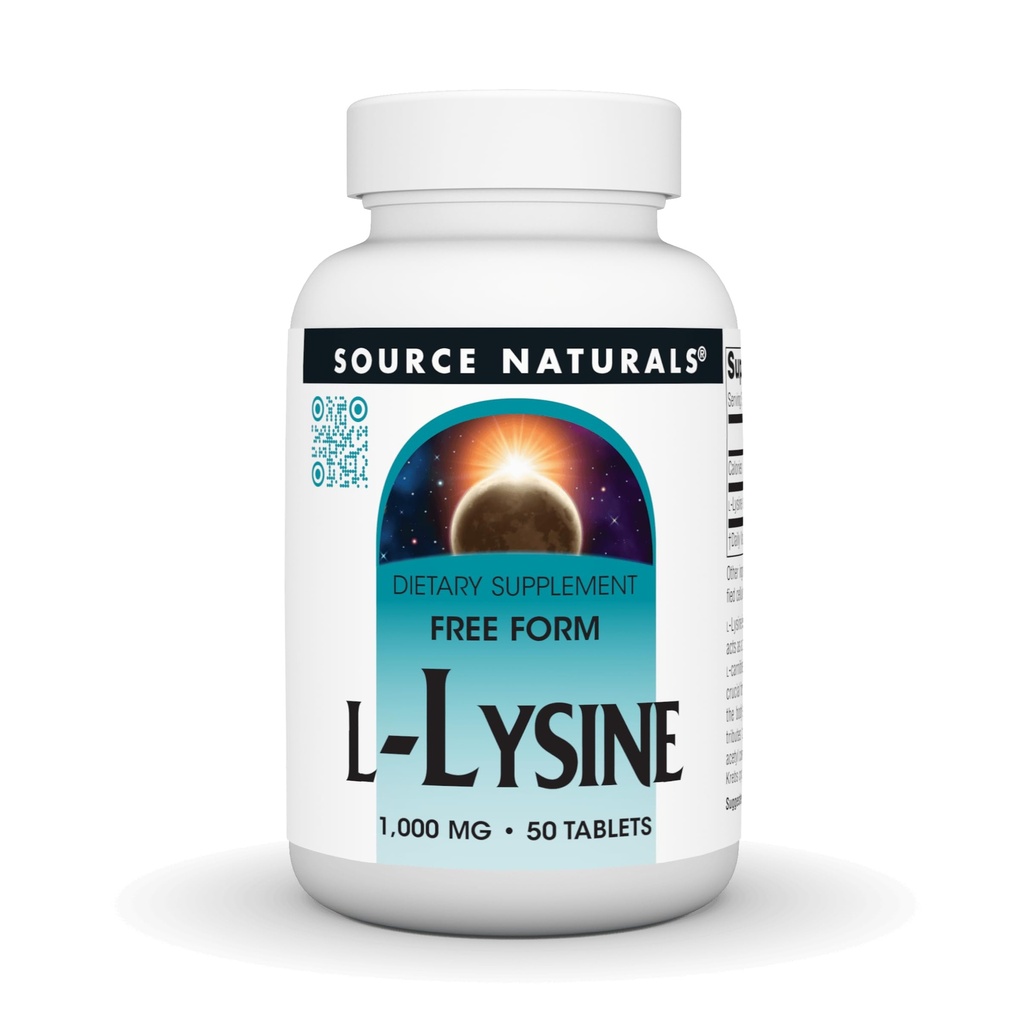 Zdroj Naturals L-lyzín bez formy, 1 000 mg - Aminokyseliny doplnok podporuje energie a tvorby kolagénu* - 50 tabliet
