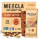 Mezcla Puff Crispy Protein Bars, Gluten Free & Vegan Protein Bars, 10g Protein, Alt for Crispy Rice Treat, Granola Bars & Breakfast Bars, Healthy Snacks for Adults, Arašidové maslo Čokoláda, 12 Balenie