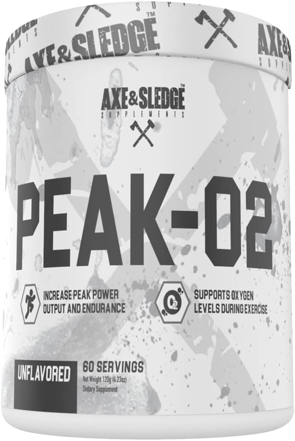Axe & Sledge Supplements Peak-O2 Basics Powder, podporuje výkon cvičenia, vytrvalosť, a výkon výstup, Neochutený, Obsahuje žiadne umelé látky, Fillers, alebo Pomocné látky, 60 Servisov