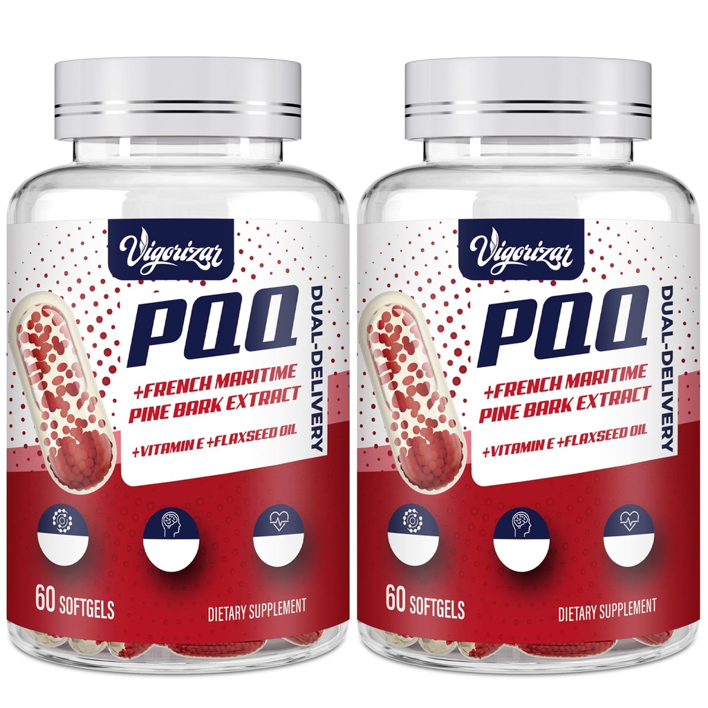 200 mg Pycnogeno s PQQ, Premium French Maritime Pine Bark Extract, Unikátny Dual-Delivery pre maximálnu absorpciu, Pine Bark Extract pre cievne & Heart & Joint Funkcia - 120 Vegan Softgels