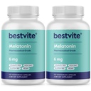 BESTVITE Melatonín 6 mg (240 Vegetariánskych kapsúl) (120 x 2) - Žiadne stearáty - Vegan - Non GMO - Gluten Free