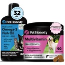 Omega 3 Rybí olej a multivitamín Max sila Bundle: Wild Caught Omega 3 Supplement & 15-in-1 Pes Vitamíny pre kožu, kozu a zdravie (32oz)