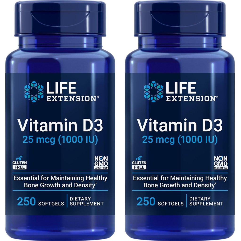 Extension Life Vitamín D3 25 mcg (1000 IU), Immune System Support, Bone Health, Celody Health, Value Size, Gluten-free, Non-GMO 