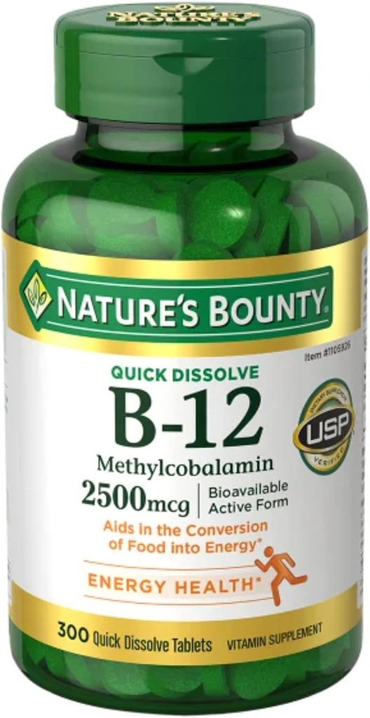 OProcyn Natures Boun Ty Vitamín B-12 2500 μg, 300 Quick Rozpustiť Tablety