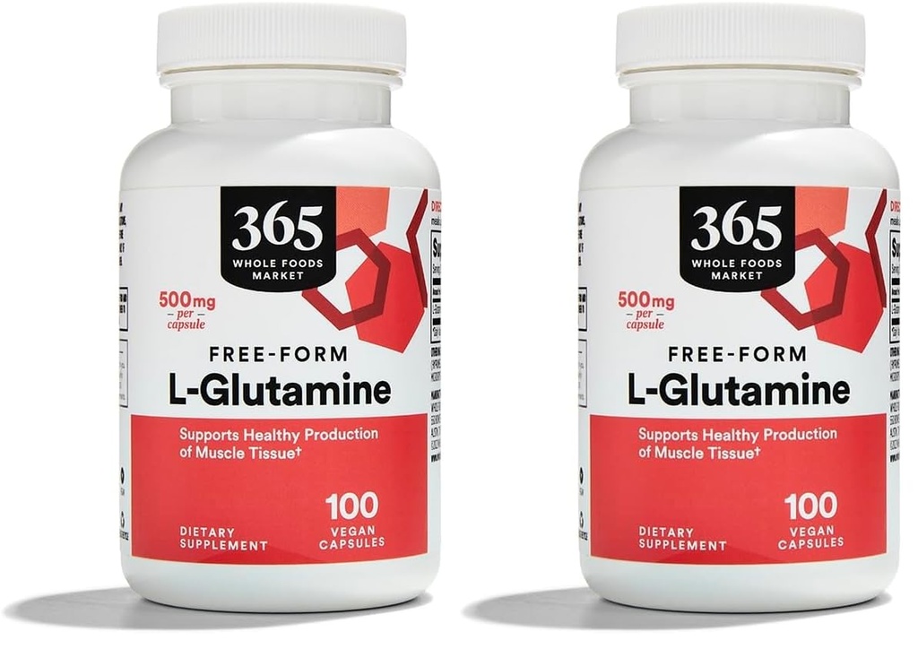 Trh s celými potravinami, L glutamín 500Mg Veggie Caps, 100 grófov (pack of 2)