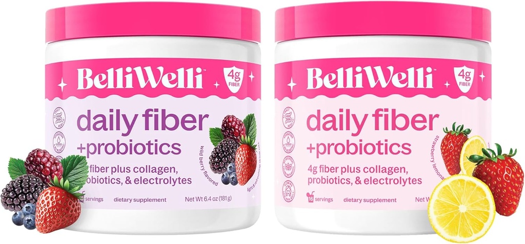 Belli Welli Daily Fiber Supplement Bundle with Collagen, Probiotiká & Electrolytes 