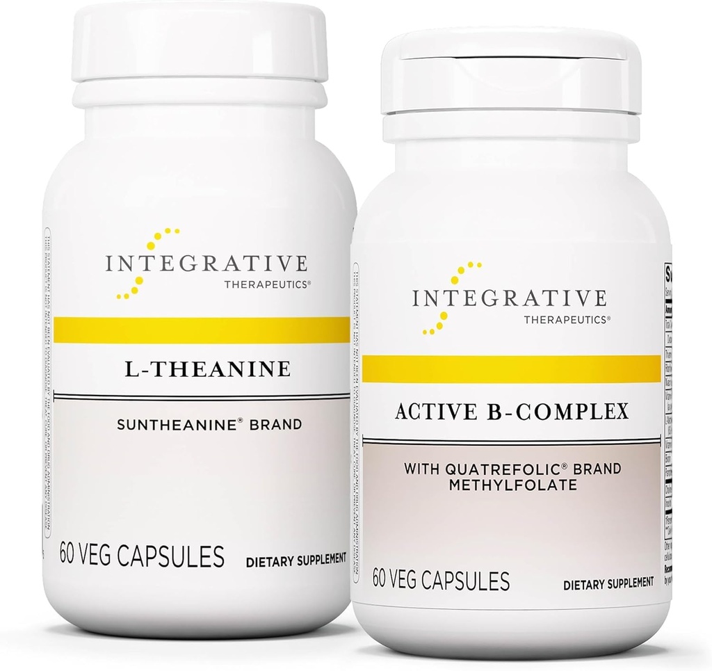Integratívna terapia Bundle s aktívnym B- Complexom, 60 kapsúl & L- Theanine, 60 kapsúl - Active B- Complex na podporu energetického metabolizmu s 8 B- Vitamins* - L-Theanine na podporu uvoľneného stavu