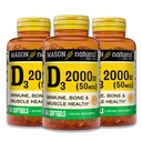 MASON NATURAL Vitamin D3 2000 IU Ultra Strength, 180 Day Supply | 50mcg (2000 IU) D3 from fish liver oil to support calcium absorption, strong bones, teeth & immune function; 180 softgels