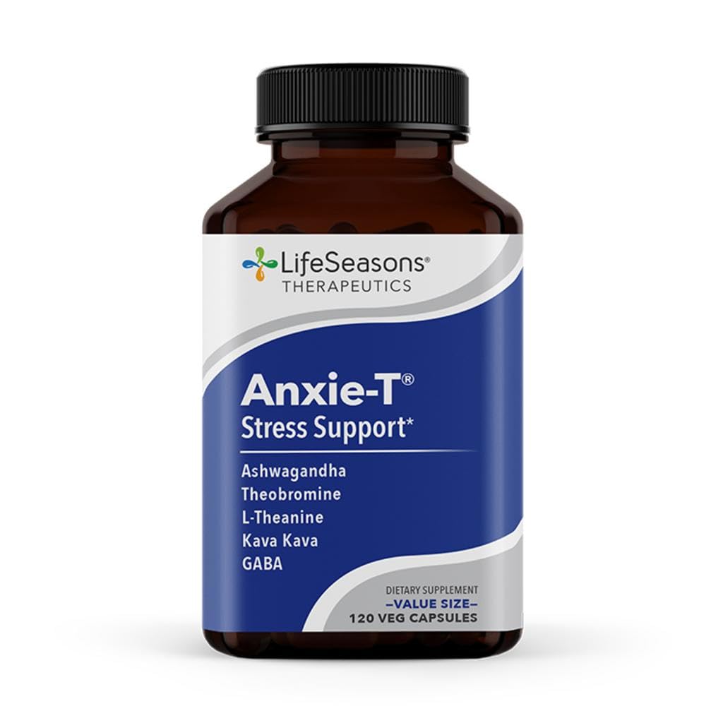 Anxie-T - Stres Relief Supplement - Supports Mood & Mental Focus - Feel Calm and Relaxed - Eases Napätie a nervozita - Ashwagandha, Kava Kava, GABA & L-Theanine - 120 Kapsule