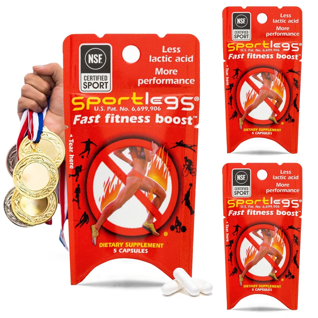 ŠPORTLEGS Rýchle Fitness Boost pre cvičenie pre mužov a ženy, Laktátový doplnok, Športové vytrvalostné palivo Vytrvalosť Doplnky pre bežcov - 5-Cap Paket, Trial Balíček 3