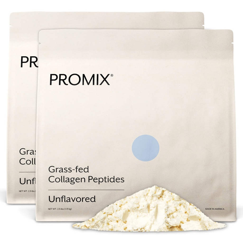 Promix Hydrolyzed Collagen Peptides - Typ 1 Tráva Fed Collagen, 4,7 g glycín, Bioaktívne peptidy typu 3 - Nepríchuť - 2,5 libra (Stock of 2)