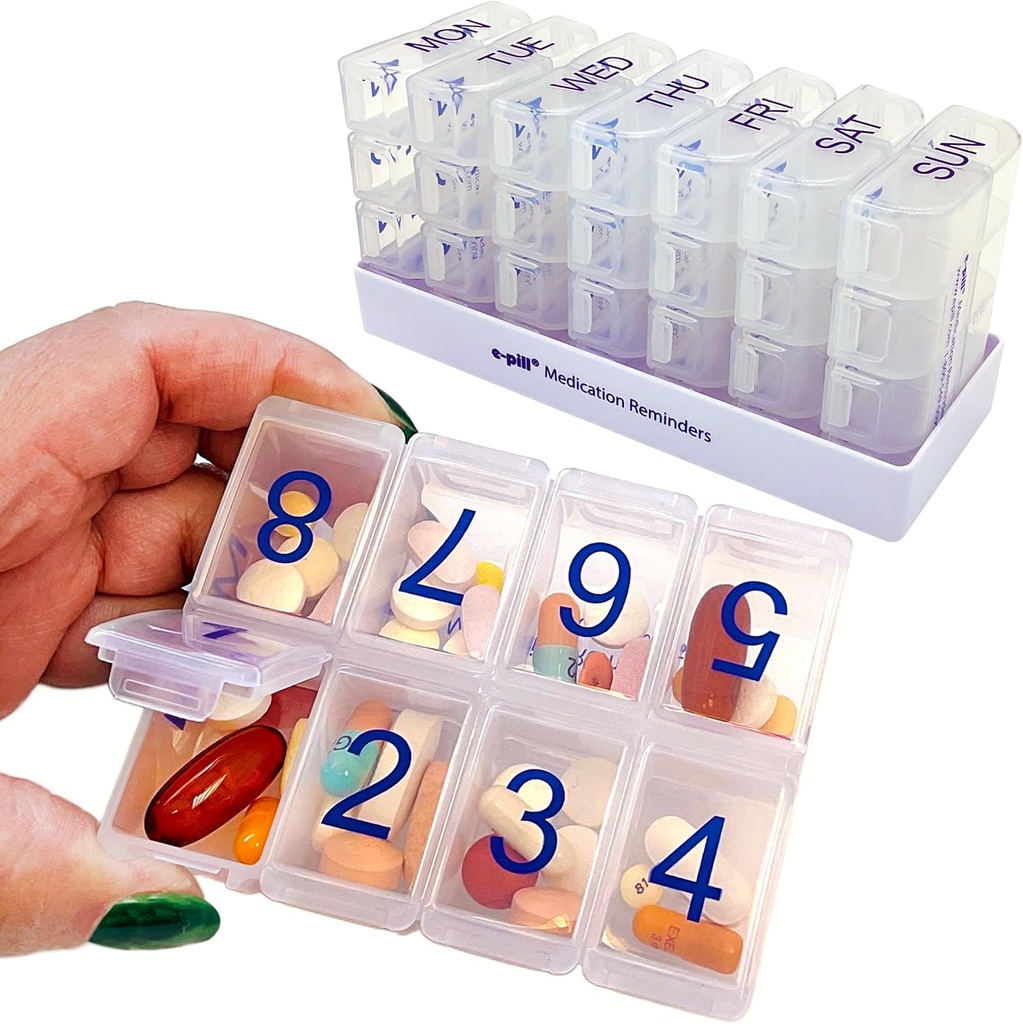 e-Pill 8 krát denne x 7 deň Veľký týždeň pilulky Organizátor, vitamín, a liek Box (Clear)