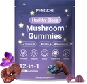 PENGCHI Mushroom Sleep Gummies - for Adult | Reishi, Saffron, Vitamin B6, Magnesium, Passionflower, GABA & Chamomile - Calm & Relaxation Support, Restful Sleep & Nighttime Routine, 90 Counts