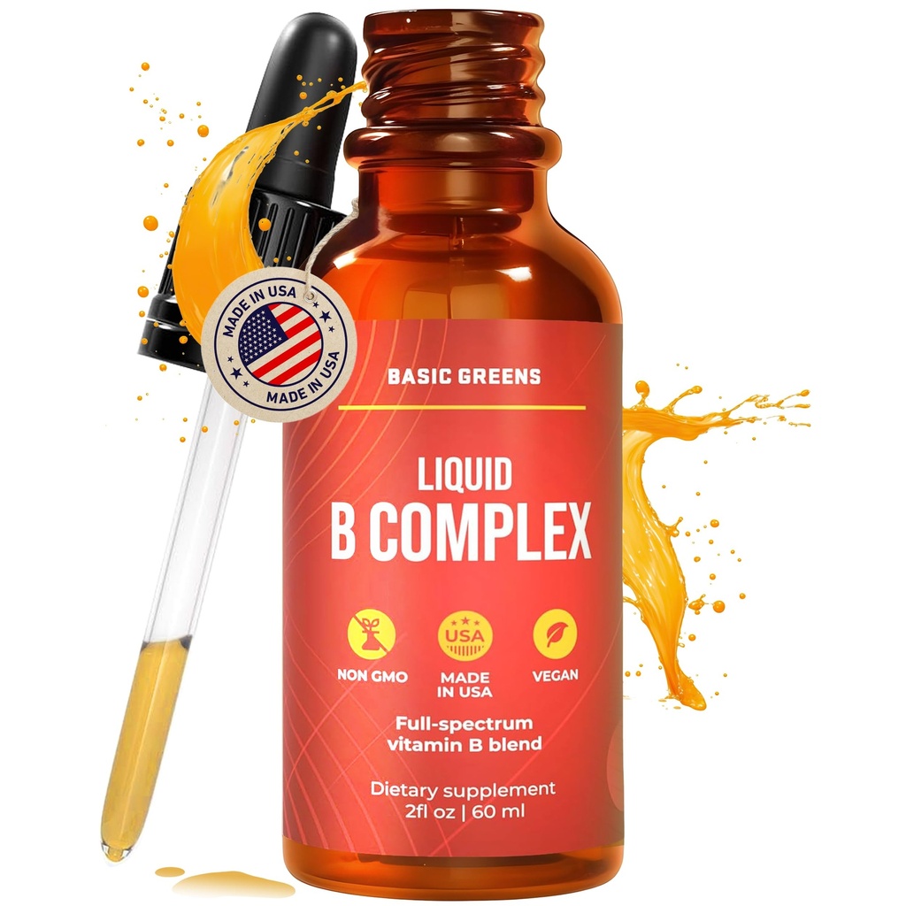 Vitamín B komplex kvapaliny kvapky - sila Sublingválne Formula, maximalizuje absorpciu & Boosts energie - B1, B2, B3, B5, B6, B7, B9, B12 - Prírodné Vegánske doplnok pre imunitu (B Complex)