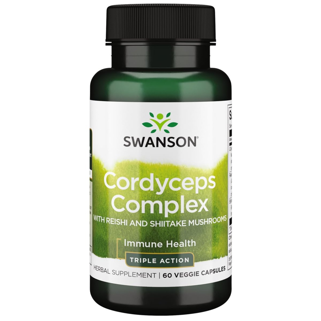 Swanson Cordyceps Complex 60 Veg Capsules | Triple-Action Mushroom Supplement with Cordyceps, Reishi and Shiitake, Standardized Extracts for Immune Support, Vegetarian