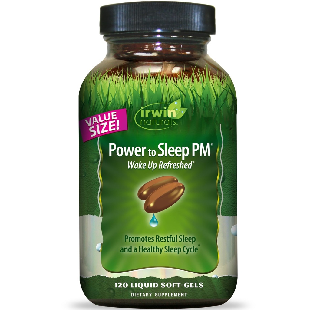 Irwin Naturals Power to Sleep PM - 120 Liquid Soft-Gels - s Melatonínom, GABA, Ashwagandha, Valerian Root & L-Theanine - 60 Služieb