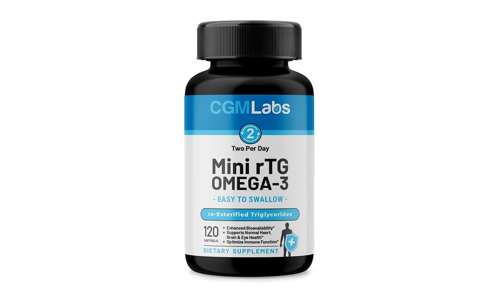 RTG Omega 3 Fish Oil Dietary Supplement - High Absorption & Fast Acting, Burpless Fish Oil Supplement from Anchovy. re-esterifikovaný triglycerid w/EPA & DHA (ako rTG) 960mg - 120 Softgels by CGM Labs