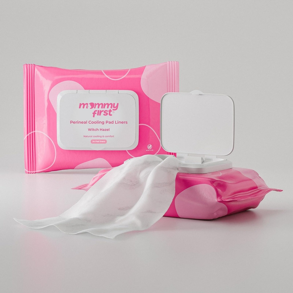Mommy First® Witch Hazel Perineal Cooling Pad Liners | Postpartum Essentials | Hemorrhoid Relief | 24 Witch Hazel Liners | Soothe & Heal After Childbirth (Large)