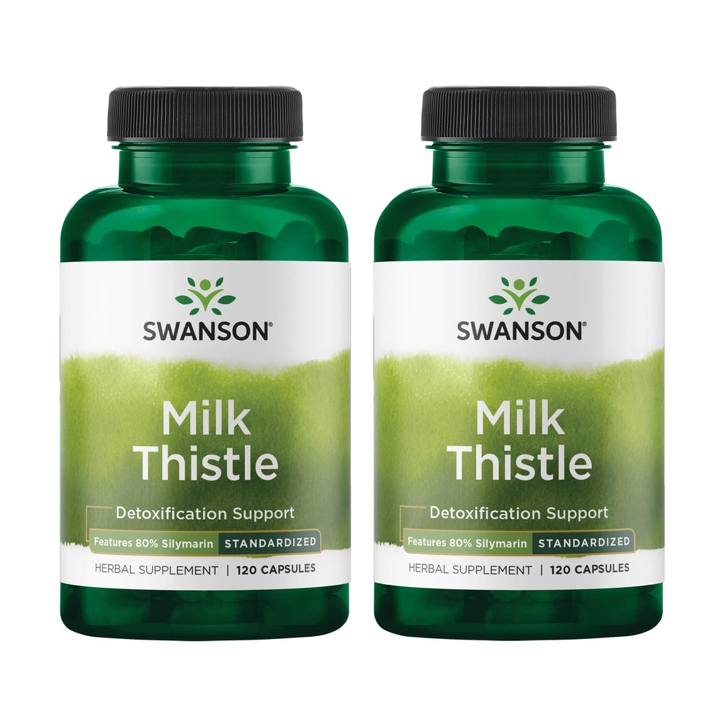 Swanson Milk Thitle (štandardizovaný) - Bylinné pečeň podpora doplnok w/ 80% Silymarin - Prírodná formula pomáha udržať celkové zdravie a pohodu - (120 kapsule) (2 balenie)