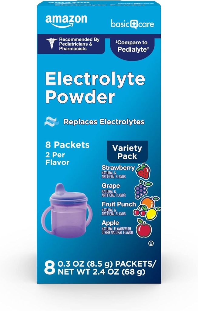 Základná starostlivosť Electrolyte prášok Odrodové balenia, jablko, ovocie Punch, Hrozno, jahody, 8 Počet