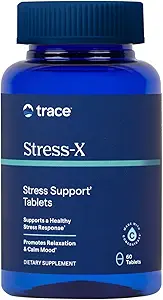Trace Minerals Stress-X - Dietary Supplement with Dietary Fiber & Trace Minerals - Magnézium Supplement for Sleep Health Support - Formula with Vitamins A, B12, D & More - 60 tabliet (30 porcií)