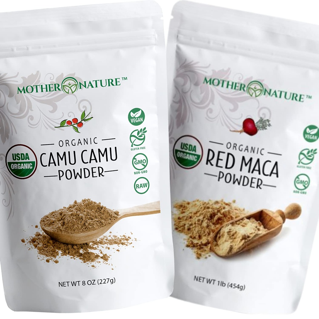 Camu Camu & Maca Root Powder Bundle - Vitamin C, Energy, Vitality, Wellness for Women & Men - Vegan, Non-GMO