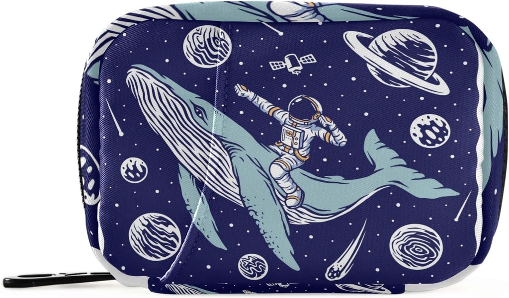 Galaxy Whale Astronaut Pill Box 7 deň pilulky Prípad cestovné pilulky Organizátor taška so zipsom Prenosné týždenné puzdro Kompaktná veľkosť pre vitamín doplnok držiteľa