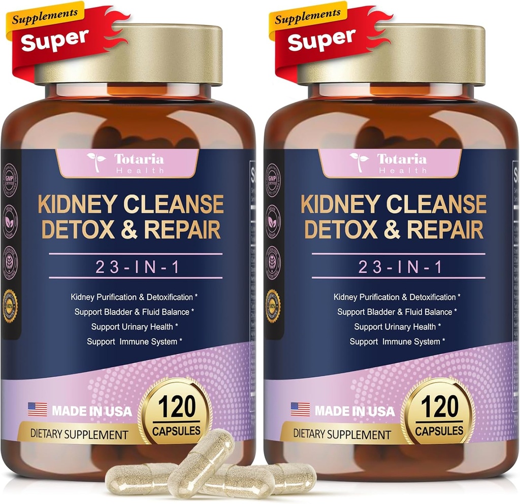Totaria (2 P) Obličky a pečeň Clean Detox & Repair Capsules, Chanca Piedra & Cranberry Pills for Pečeň & Obličky Support Extra sila pre kamene Rozpúšťadlo, močových ciest Zdravie pre ženy