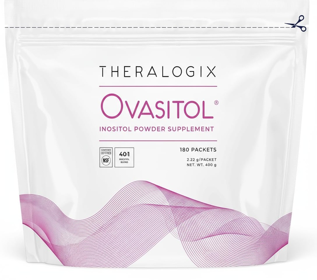 Theralogix Ovasitol Inozitol Powder Pakets - 90-Day Supply - Myo-Inositol & D-Chiro Inositol pre Hormone Balance & Ovarian Function Support* - NSF Certified - 180 Paketov