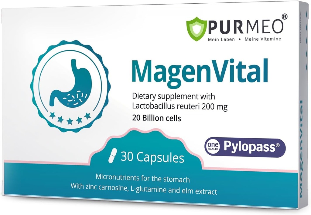 5 v 1 High Potency H. Pylori Liečba Probiotiká - Gastritída Podpora - 1 za deň - Pylopass Lactobacillus Reuteri DSM17648 - Nepotrebné žiadne chladenie - Vyrobené v Nemecku