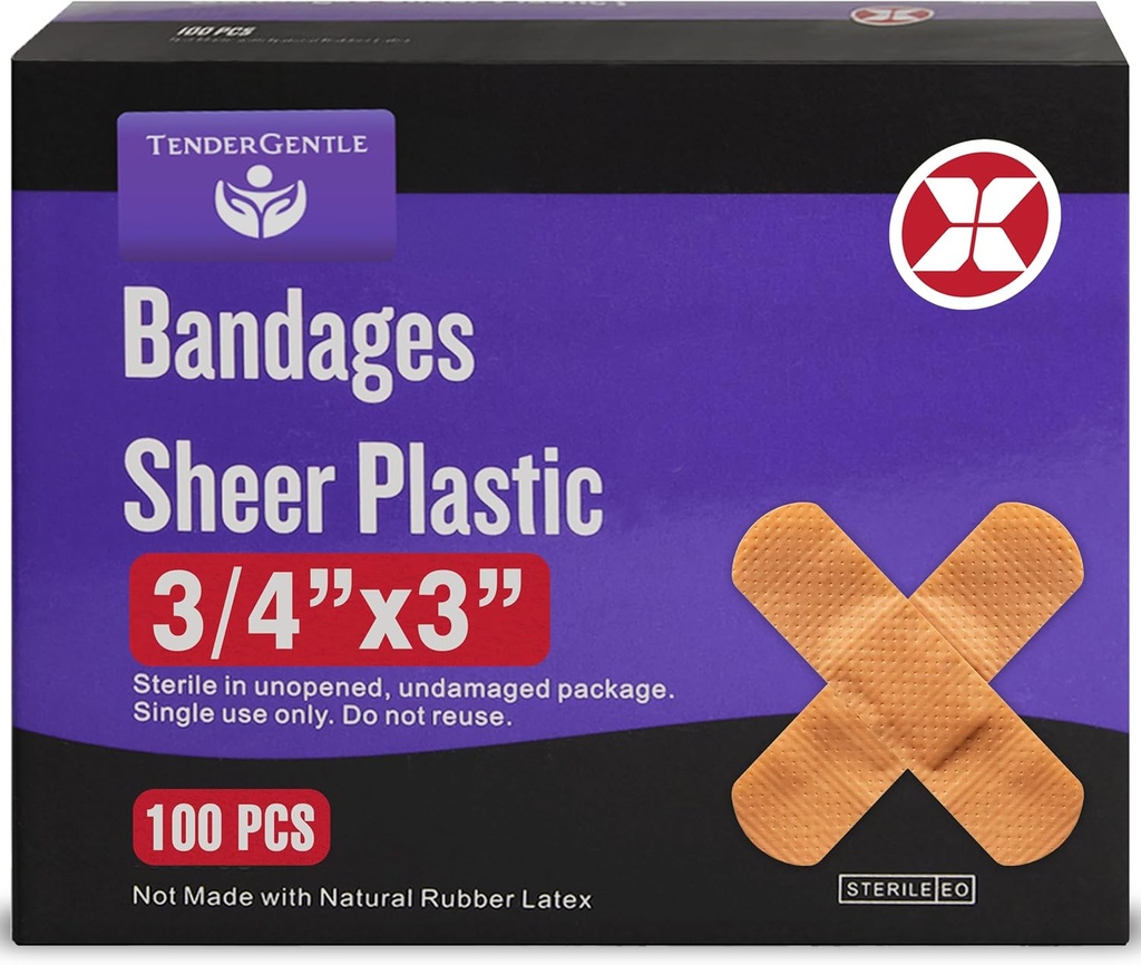 Lepiaca páska - krabica 100 3/4" Flexibilné pásky plastové obväzy pre rezy, scrapy, popáleniny - bez latexu, sterilné malé obväzy