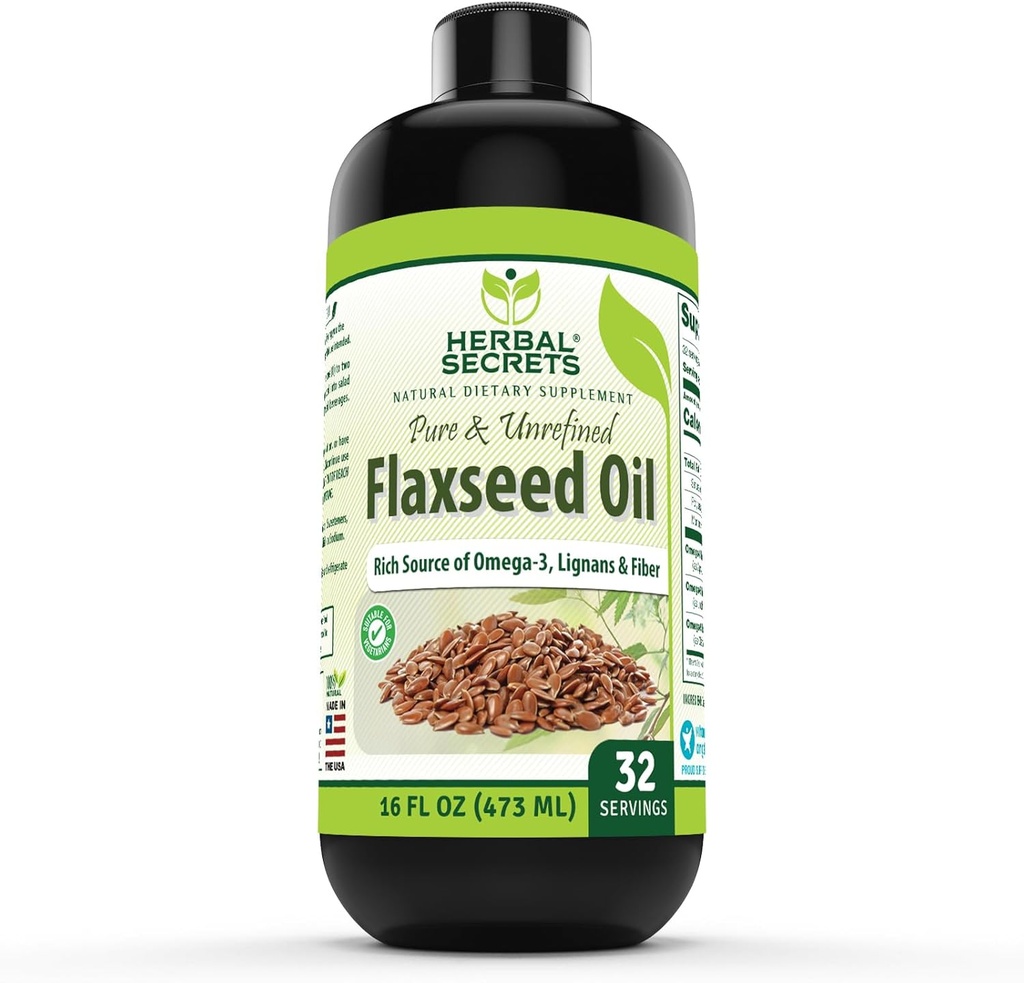 Rastlinné tajomstvá Organické ľanový olej Doplnok 16 Fl. Oz. (473 ml)