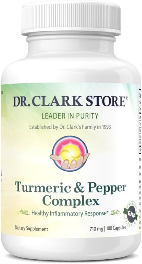 Dr Clark Store Turmeric & Black Pepper Extract – 710mg, 100 Capsules, Immune Support, Antioxidant, Digestion Health Supplement for Adults