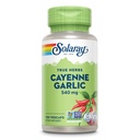 SOLARAY Cayenne Cesnak 540 mg - Cayenne Pepper and Cesnak Supplements with Capsaicin - Dodávka 40.000 Tepelné jednotky - Non-GMO Projekt Overené, Vegan, 60-dňová záruka - 100 Servings, 100 VegCaps
