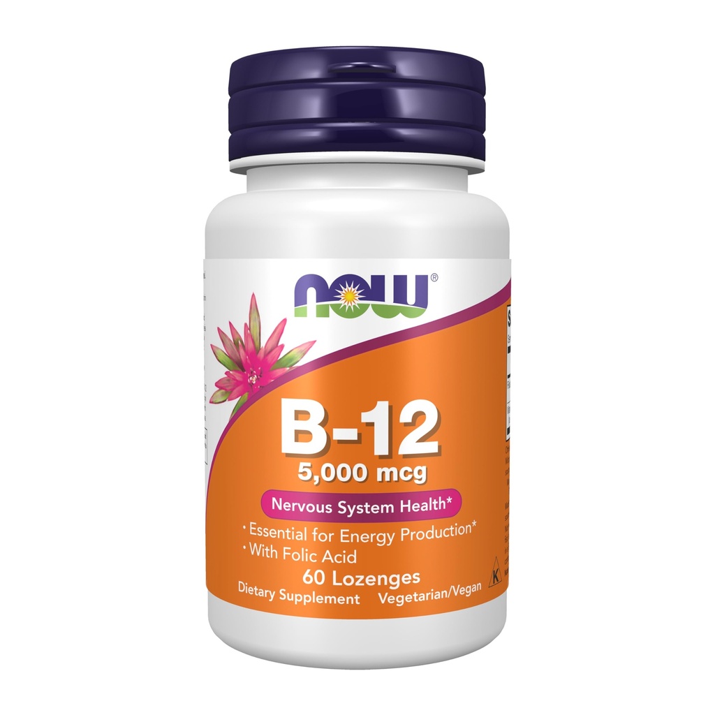 TERAZ potravinové doplnky, vitamín B-12 5,000 μg, s kyselinou listovou, nervový systém zdravie*, 60 Lozenges