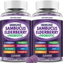 Bazové Gummy Imunitná podpora, Denná podpora pre deti a dospelých*, s Sambucus bazalky, Zinok, Vitamín C, D3, B6, B12, Plus - Dietary Supplement - 140 Count
